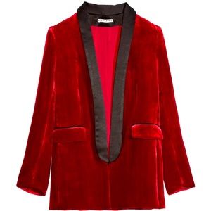 Alice and Olivia Deep Ruby Black Velvet blazer
